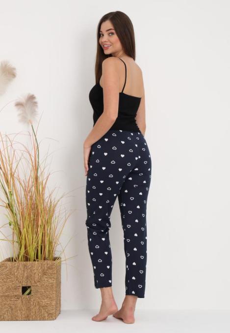 Pantaloni de Pijama Dama ,Culoare Bleumarin cu Alb ,Engros